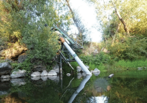 There are numerous diversion pumps in the Russian River that send water to vineyards for their own use. Photo by Ken Sund.
