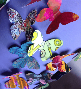 ICB Winter Open Studios installation by paper artist Ingrid Butler, in collaboration with ICB artists.