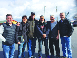 The five Waldos were recently reunited with former Coast Guardsman Gary Newman (center, white beard), who verified the story of the cannabis patch map. Photo courtesy of the Waldos.