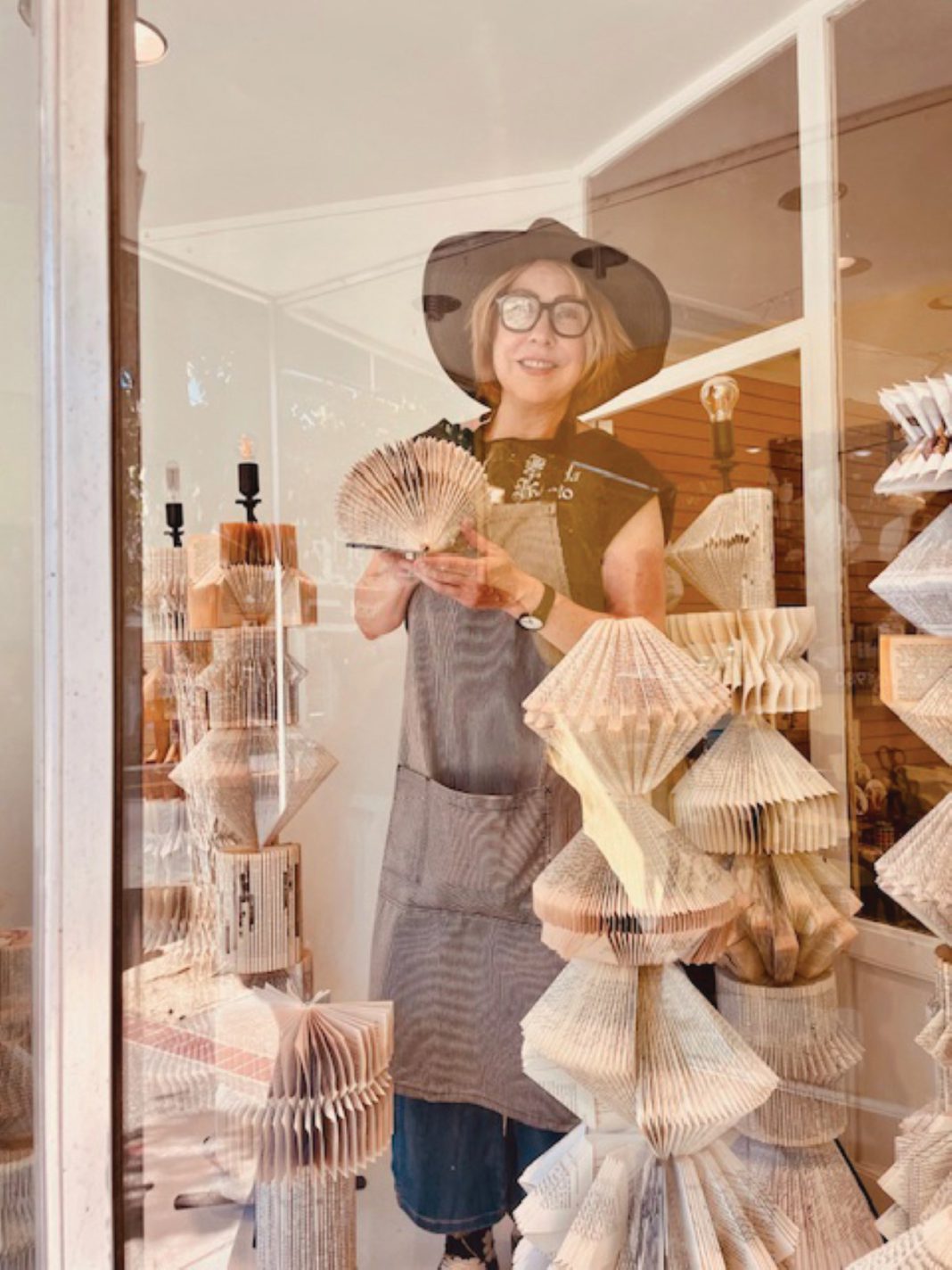 San Rafael artist Adrienne Biggs coined the term Bookagami for her sculptures made from books.